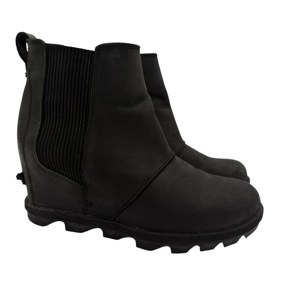Sorel Joan of Arctic Women's Black Wedge II Chelsea Ankle Boots Size 8 - Picture 1 of 7